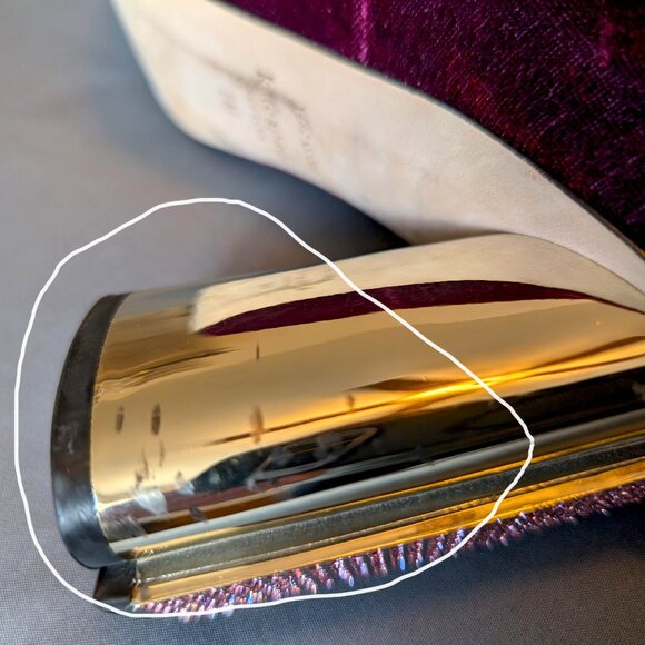 Kate Spade Sybil Burgundy Velvet Pumps with Rhinestone Block Heels Vero Cuoio - Picture 14 of 14